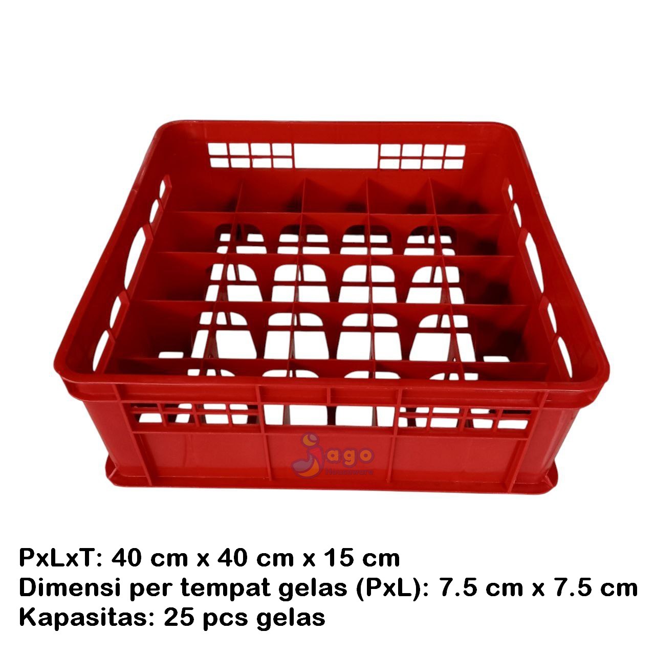 Krat Gelas Merah Gold Plast