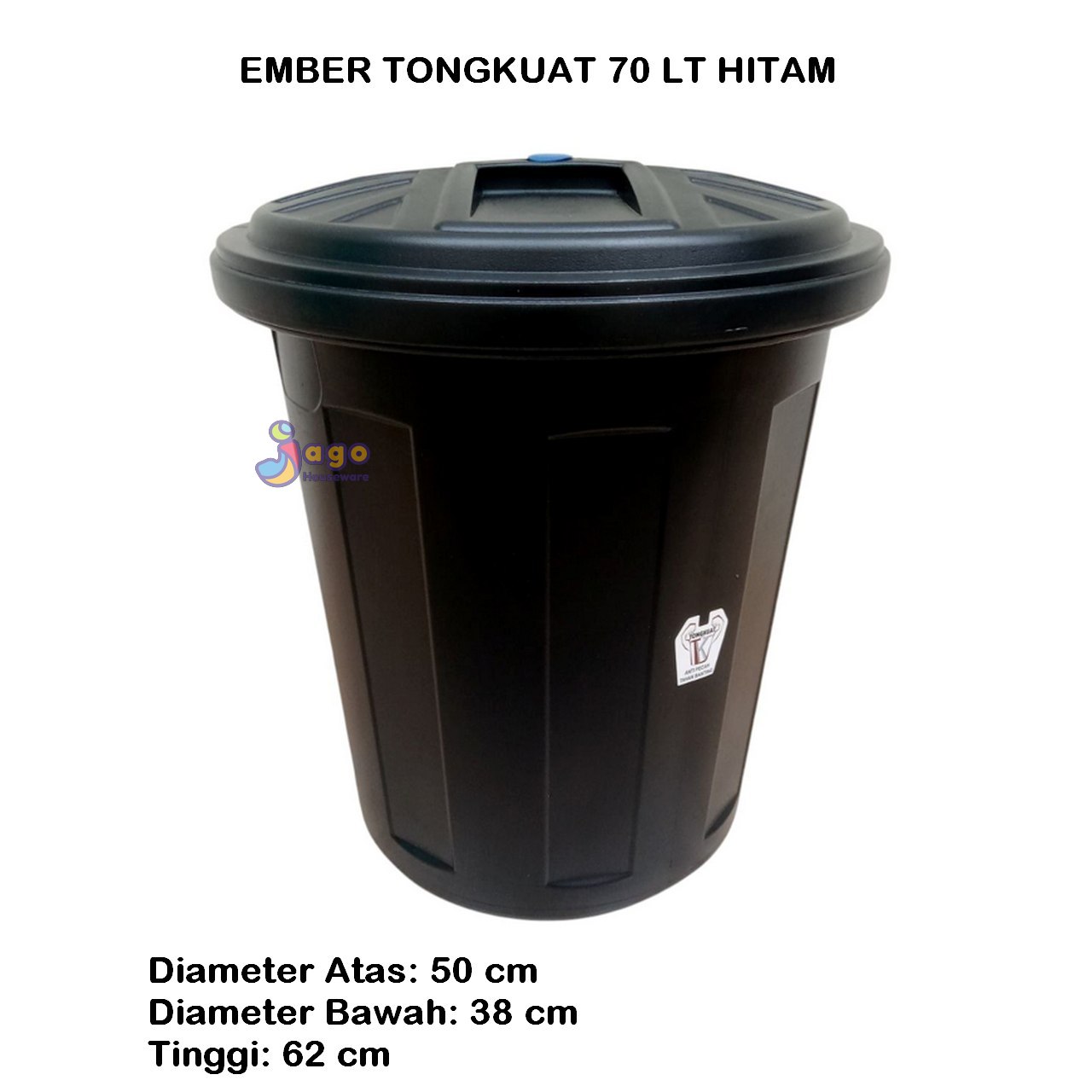EMBER TONGKUAT 70 LT HITAM JAGOHOUSEWARE
