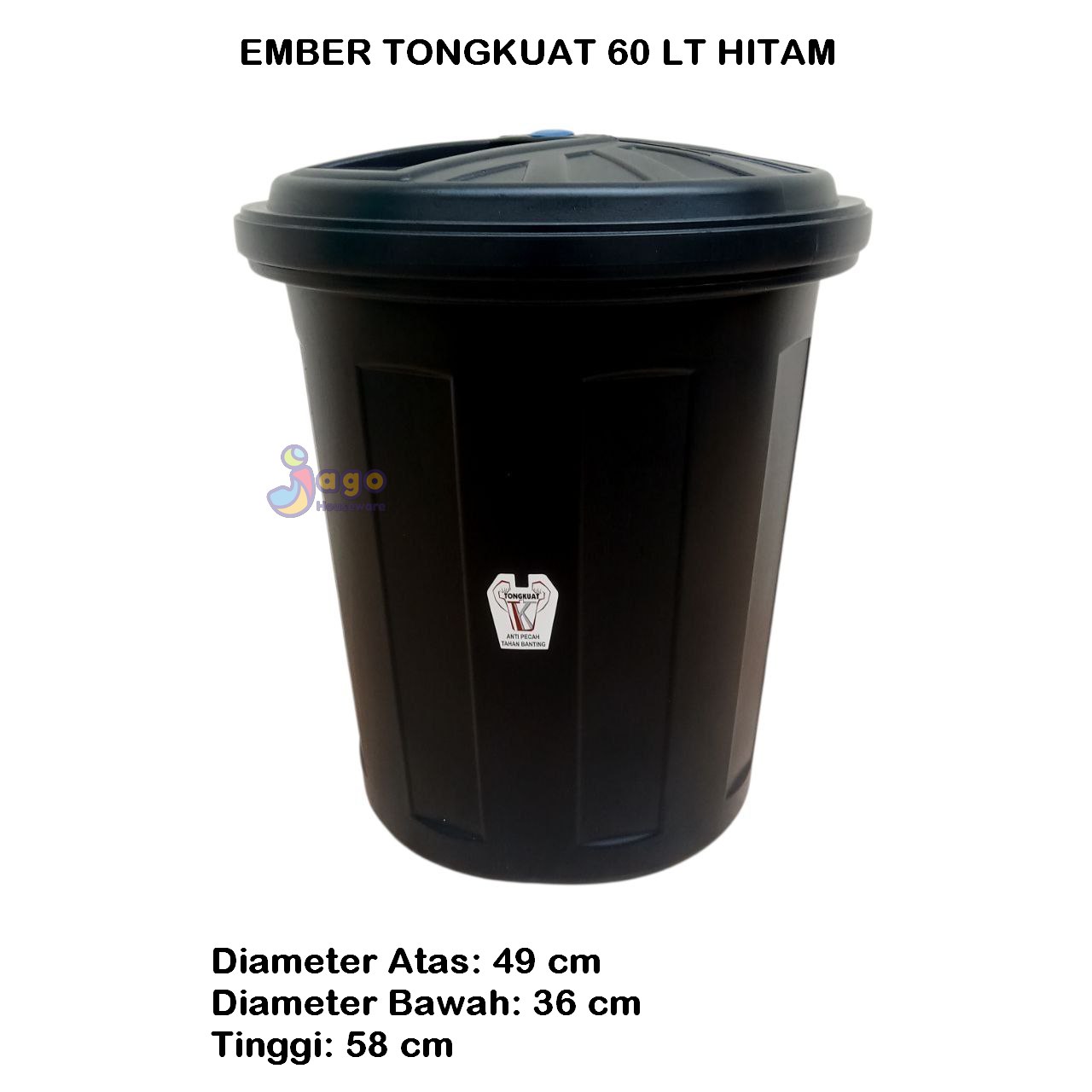 ember tongkuat 60 lt hitam jago houseware