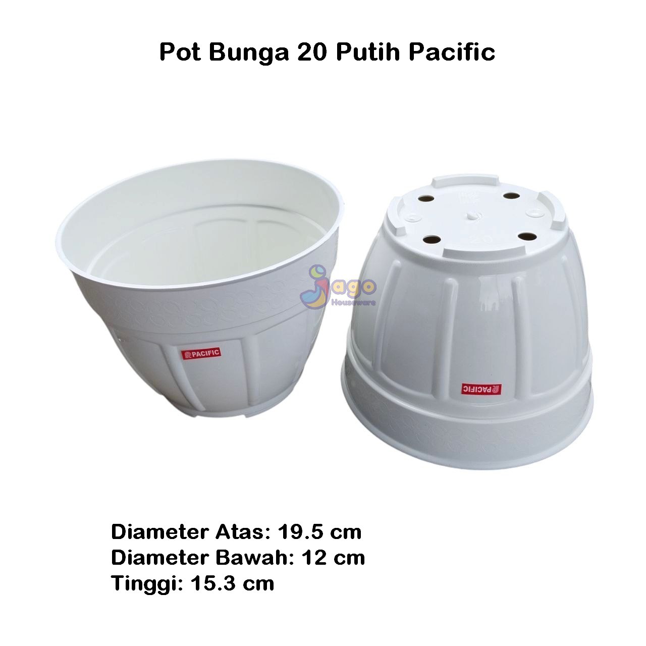 POT BUNGA 20 PUTIH PACIFIC jago houseware