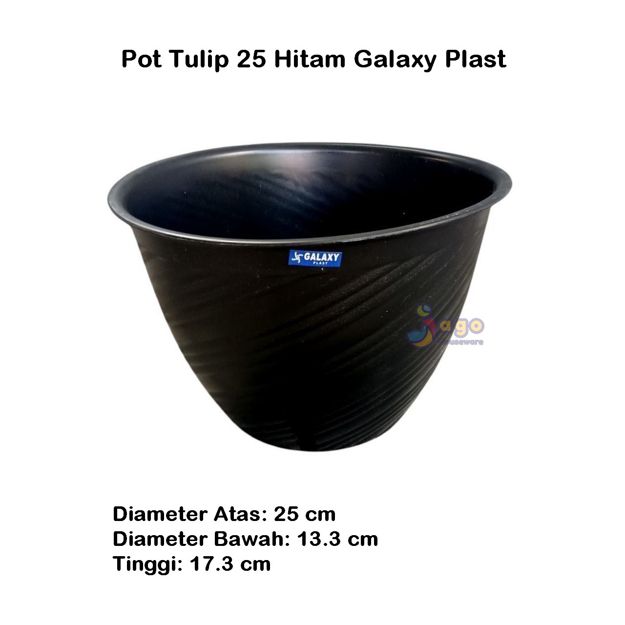 POT TULIP 25 HITAM galaxy plast jagohouseware