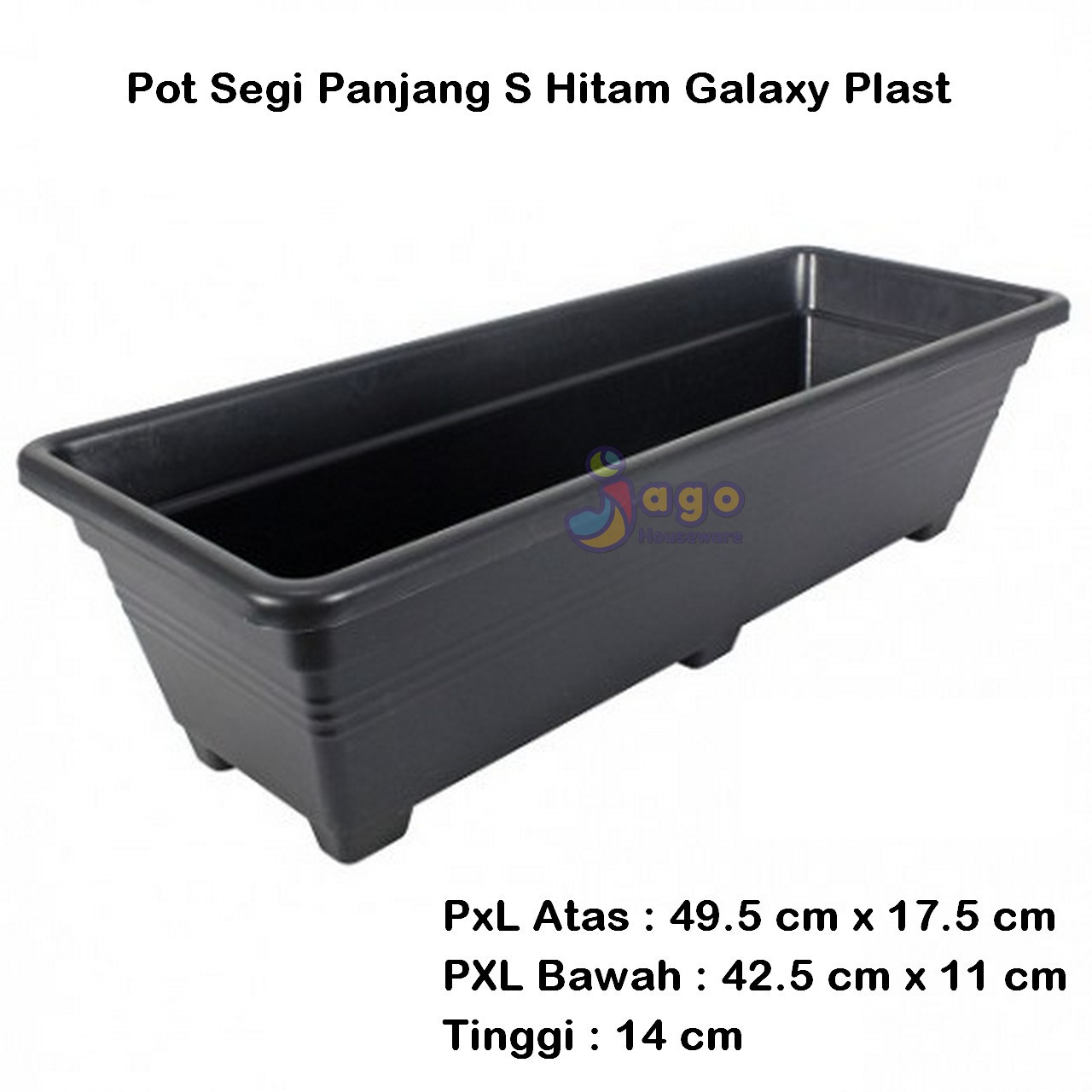 pot segi panjang s hitam galaxy jagohouseware