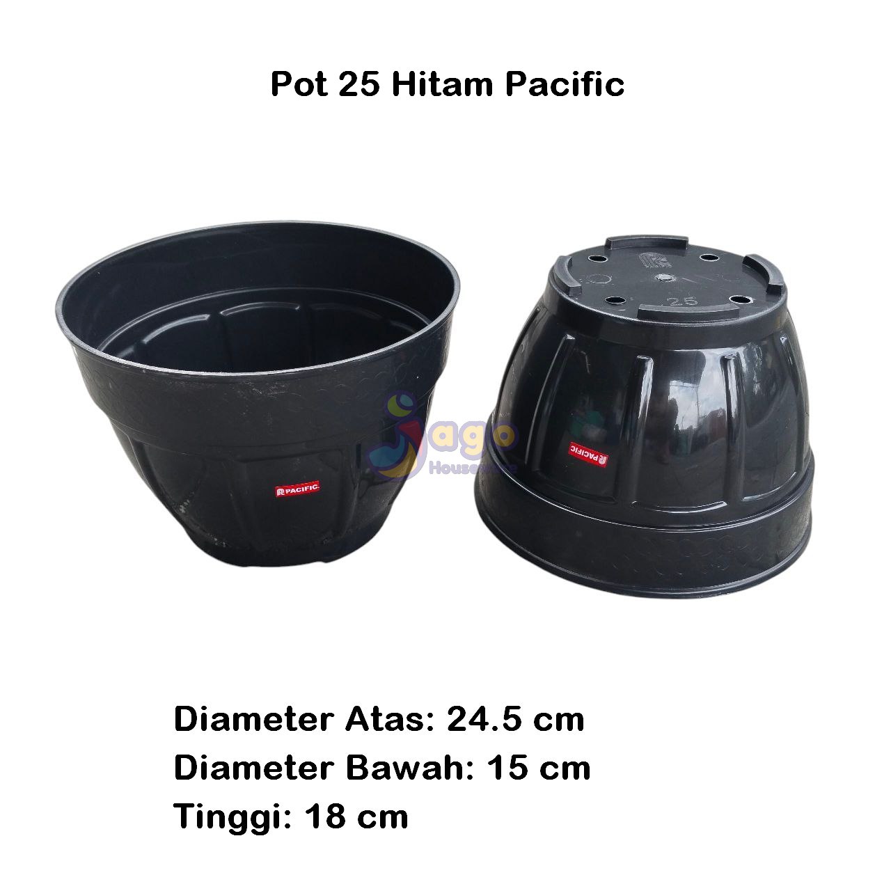 POT BUNGA 25 HITAM PACIFIC JAGOHOUSEWARE